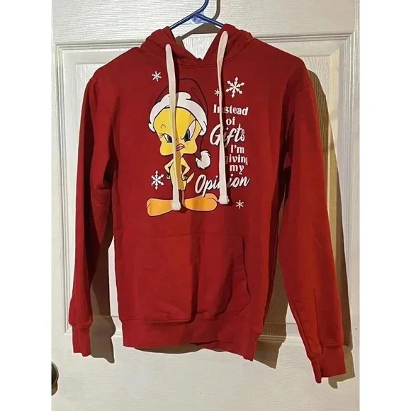 Looney Tunes Girls Small‎ 3-5 Red Christmas Tweety Sweatshirt Funny - Picture 3 of 6